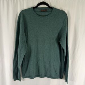 J Hilburn Cashmere Blend Sweater Men's Medium Green Knit Crewneck Long Sleeve